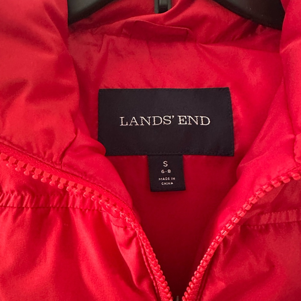 Lands' End Red Down Puffer Vest - Picture 3 of 5